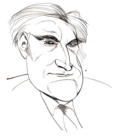Ted Hughes - caricatura del poeta laureato inglese, 1930 - 1998 da Neale Osborne
